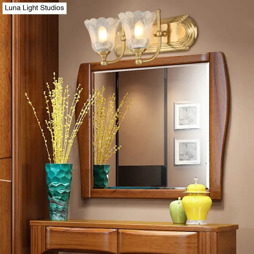 Vintage gold wall light with clear glass shade bathroom vanity lighting