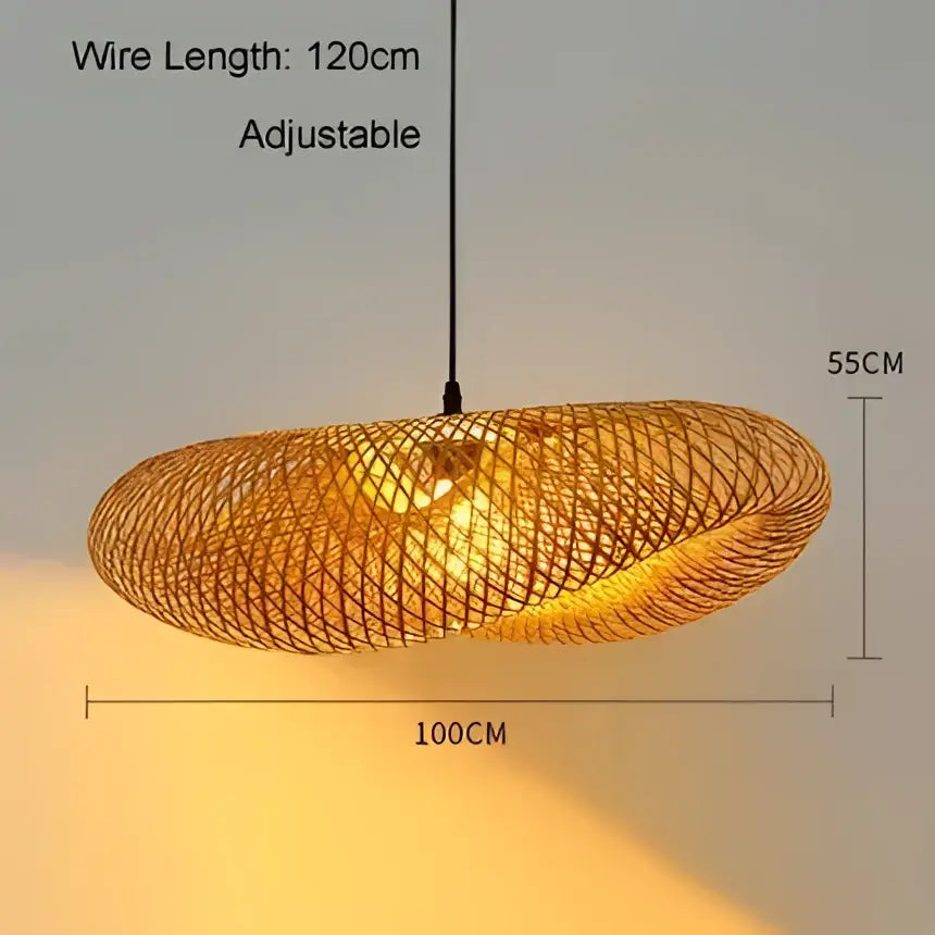 Vintage golden bamboo weave led pendant light for dining room