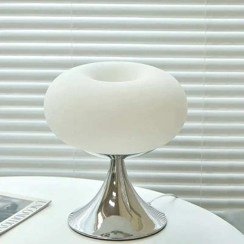 Vintage green and cream glass table lamp for bedroom