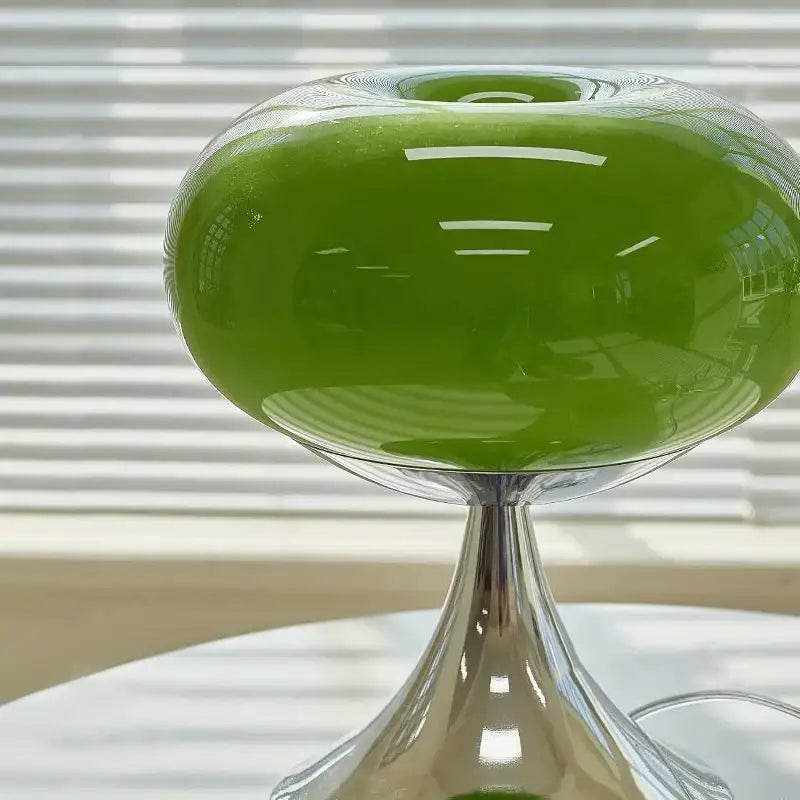 Vintage green and cream glass table lamp for bedroom