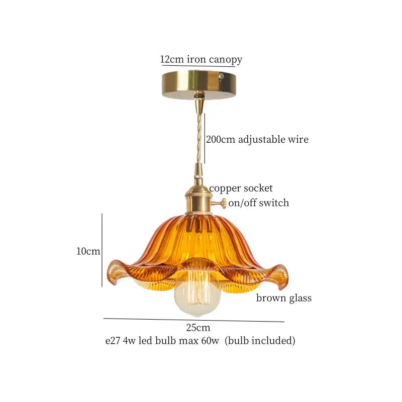 Vintage green brass glass led pendant light for kitchen