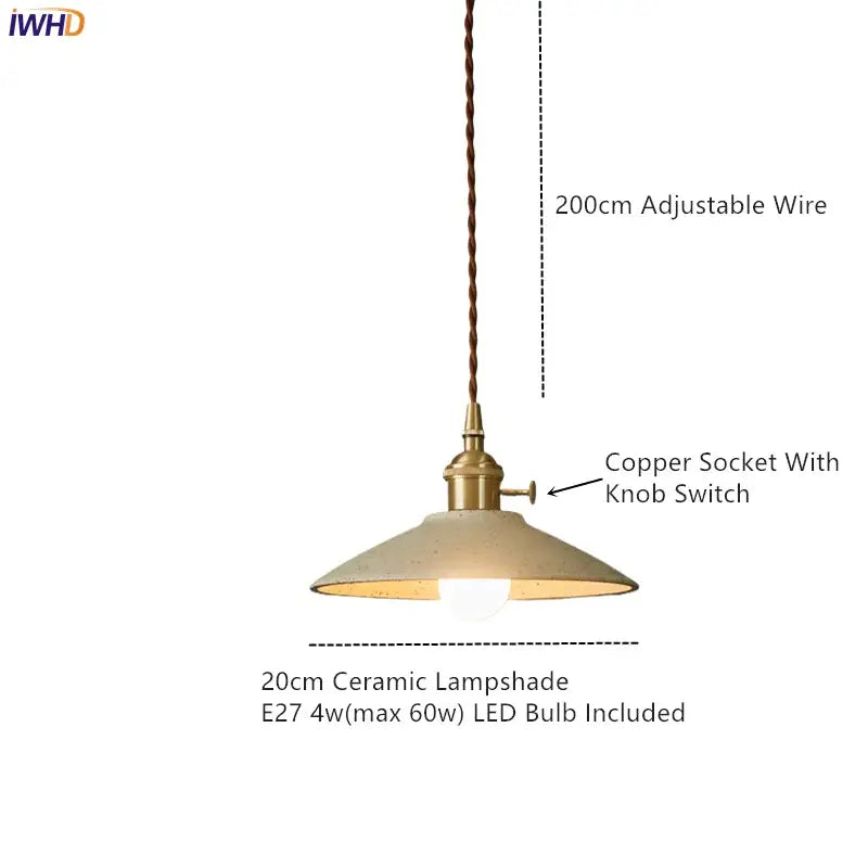 Vintage green ceramic led pendant lamp for dining room