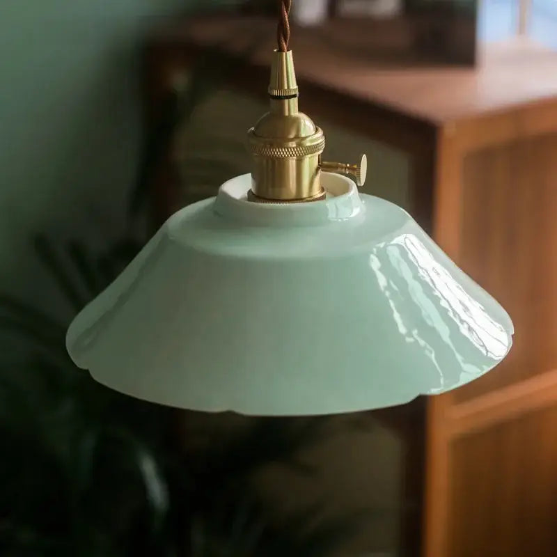 Vintage green ceramic pendant light kitchen hanging lamp