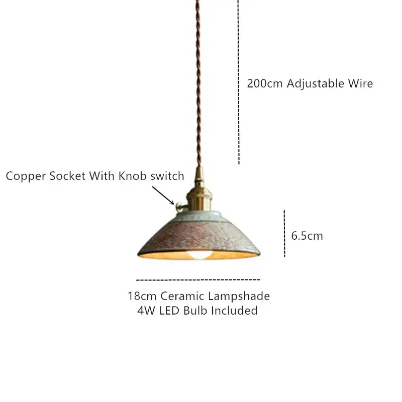 Vintage green ceramic pendant light kitchen hanging lamp