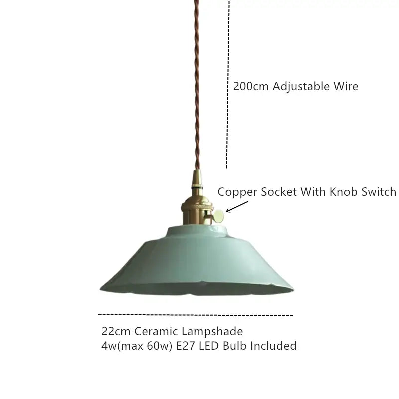 Vintage green ceramic pendant light kitchen hanging lamp