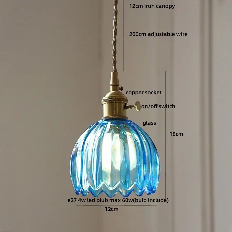 Vintage green glass led pendant light kitchen brass fixture