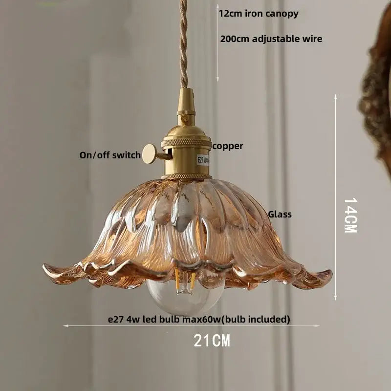 Vintage green glass led pendant light kitchen brass fixture