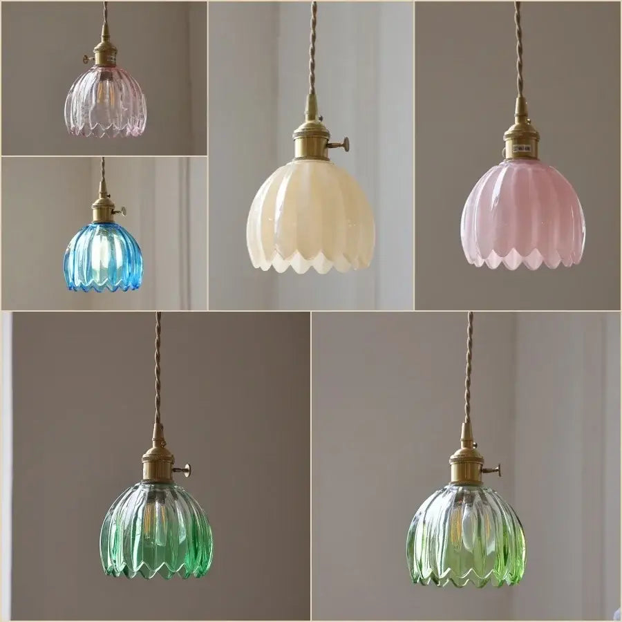 Vintage green glass led pendant light kitchen brass fixture