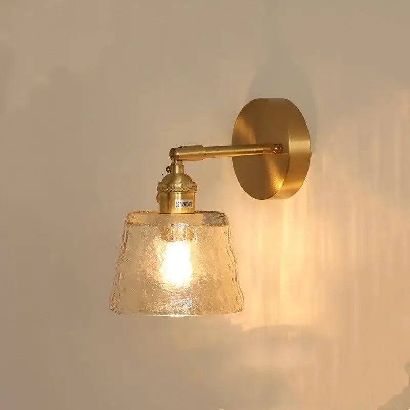 Vintage green glass led wall lights bedroom sconce with pull chain