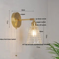 Vintage green glass led wall lights bedroom sconce with pull chain