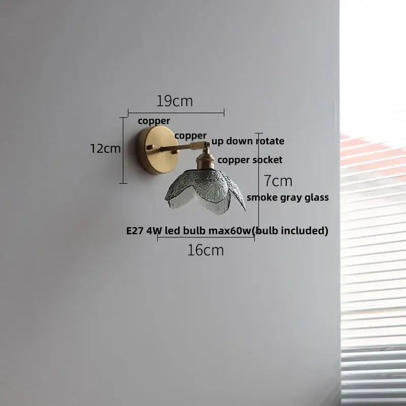 Vintage green glass led wall sconce bedroom brass stair light