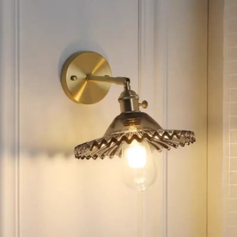 Vintage green glass wall light with pull chain switch bedroom sconce