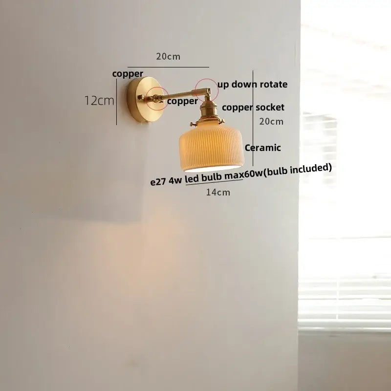 Vintage green loft led wall lamp bedroom glass sconce with pull chain