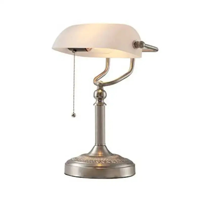 Vintage green & white glass bankers desk lamp for bedroom