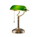 Vintage green & white glass bankers desk lamp for bedroom