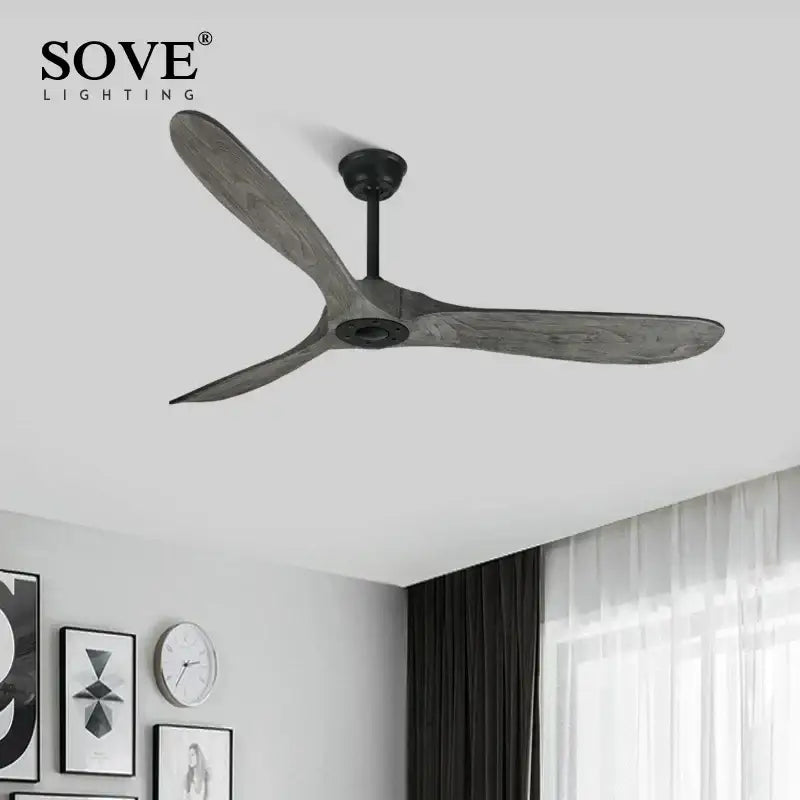 Vintage grey wood ceiling fan – living room remote control fan
