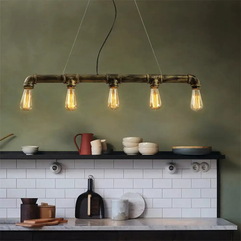 Vintage industrial antique brass wrought iron pendant lamp kitchen