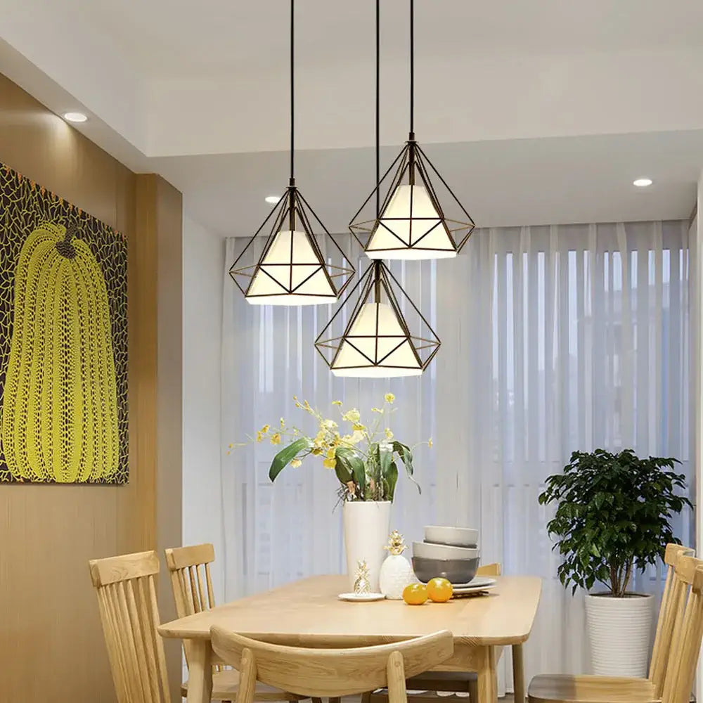 Vintage industrial black metal cage pendant light kitchen lighting