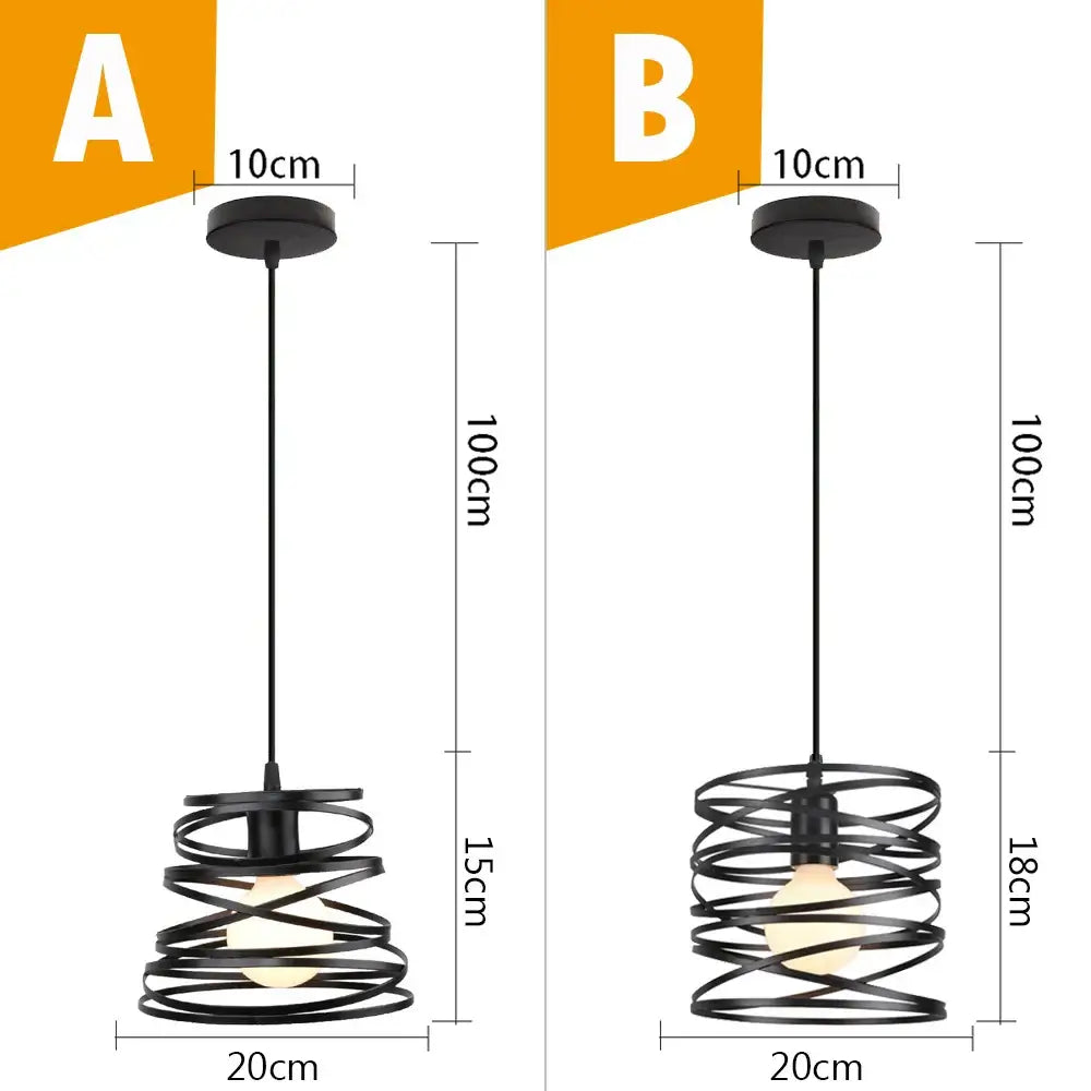 Vintage industrial black metal cage pendant light kitchen lighting
