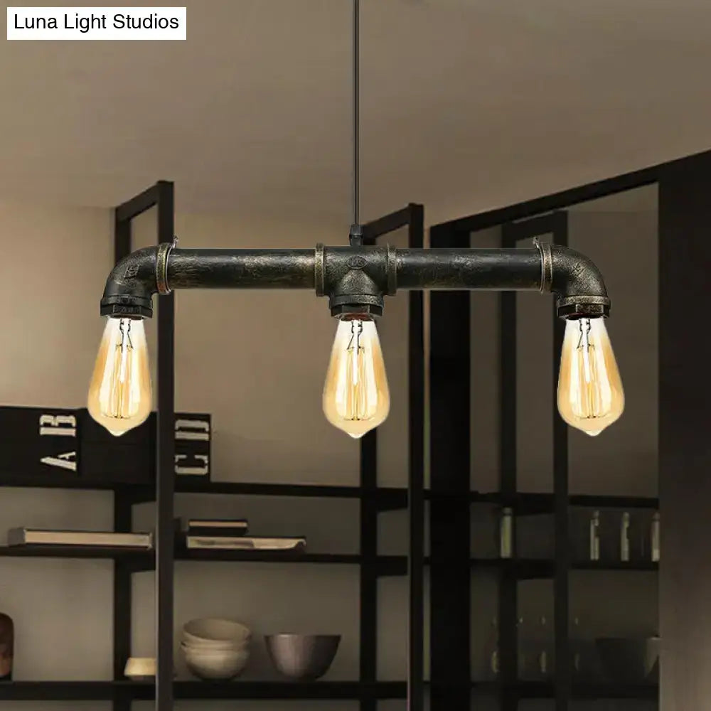 Vintage industrial brass pipe ceiling light fixture kitchen pendant