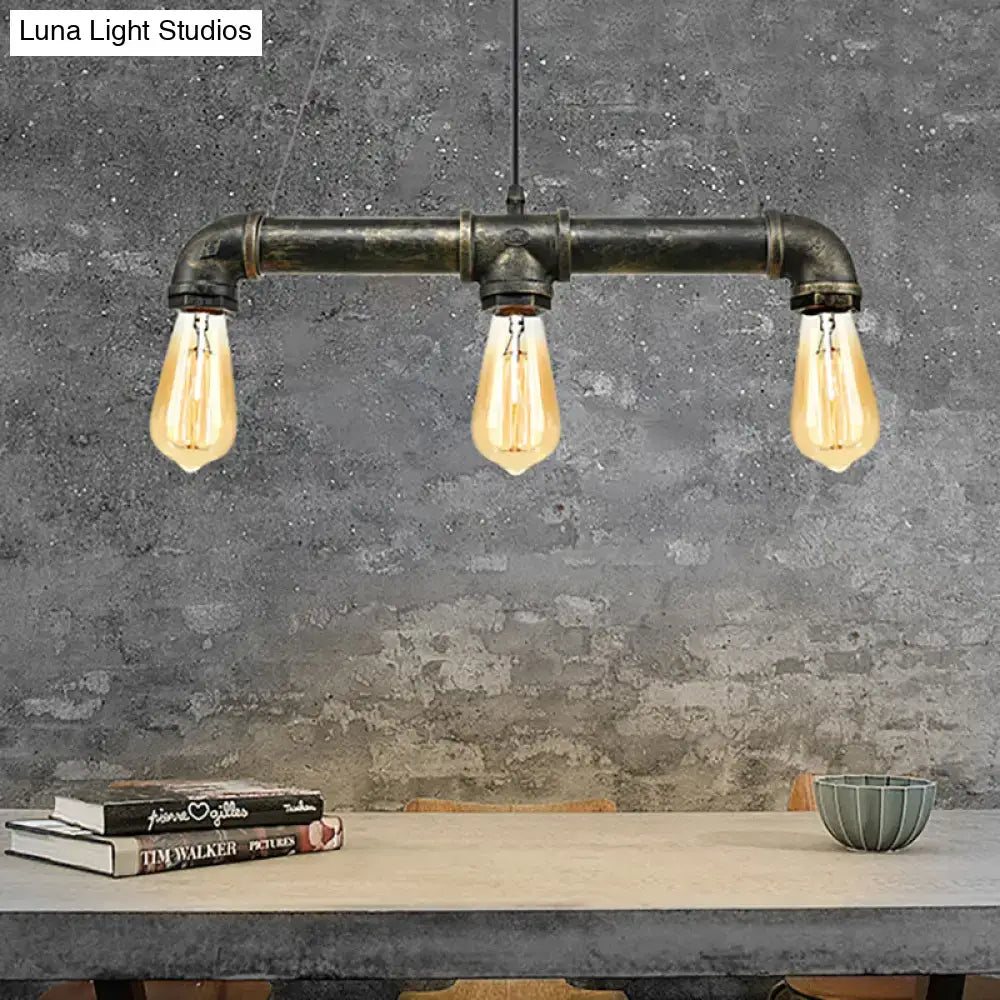Vintage industrial brass pipe ceiling light fixture kitchen pendant