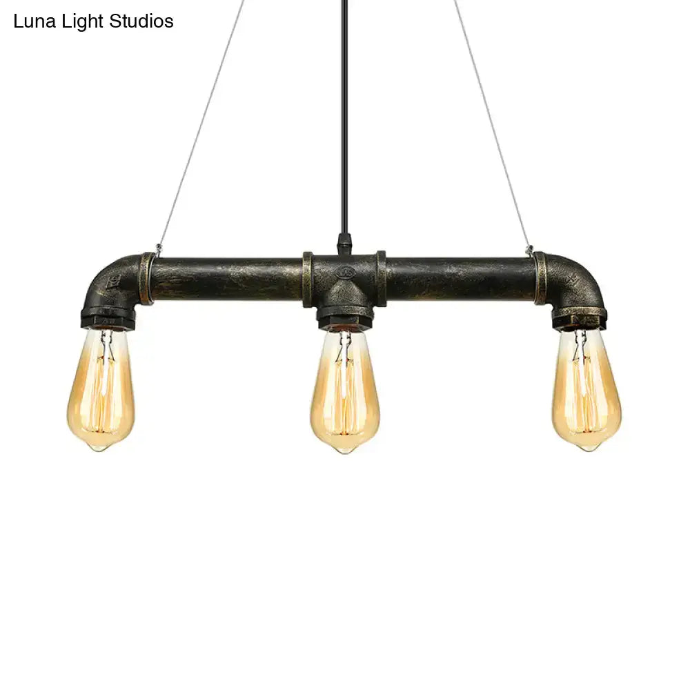 Vintage industrial brass pipe ceiling light fixture kitchen pendant