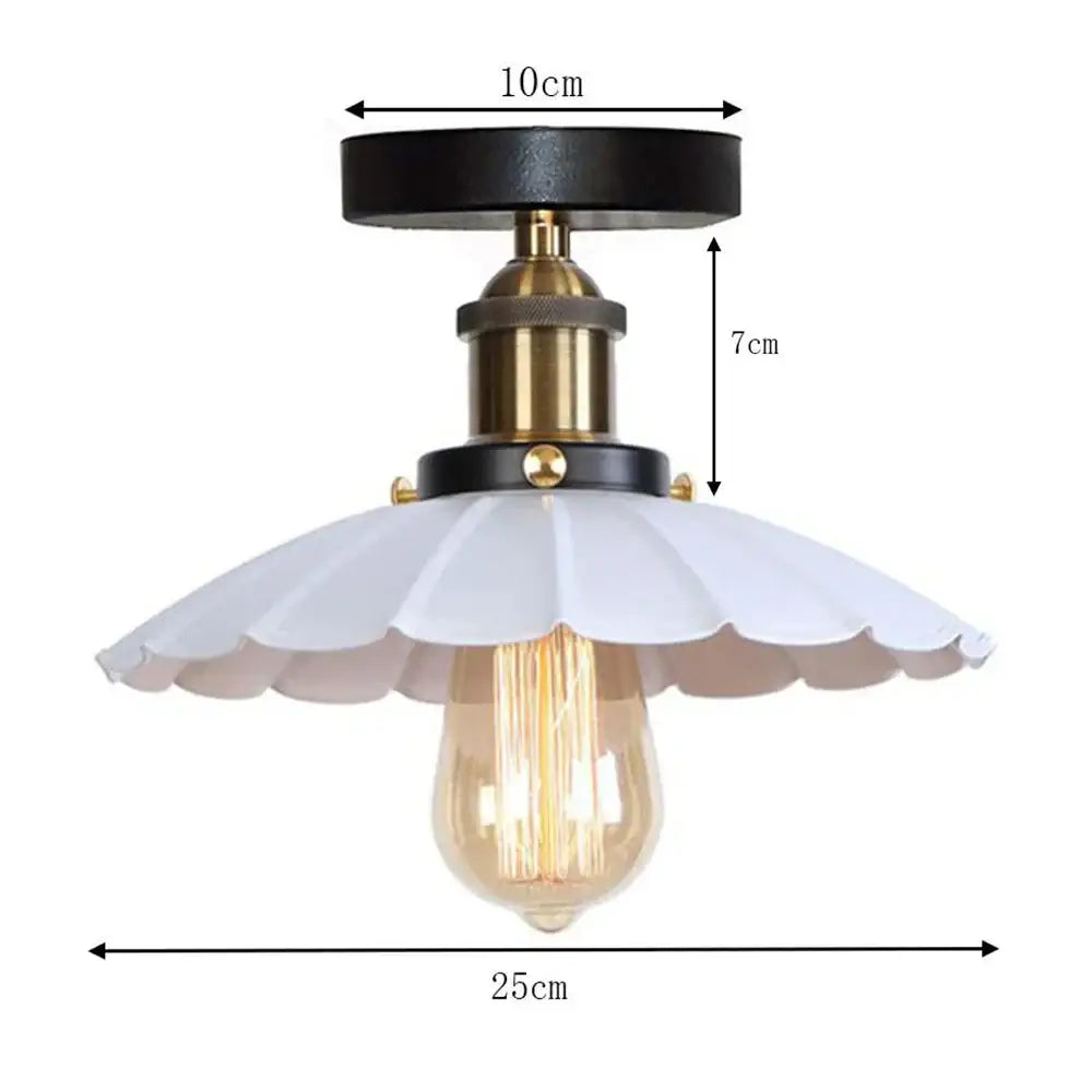 Vintage industrial flush mount light in black & bronze for kitchen