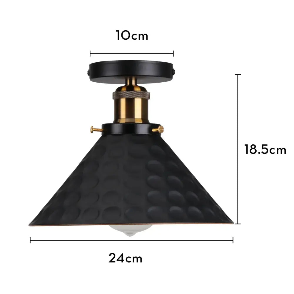 Vintage industrial flush mount light in black & bronze for kitchen