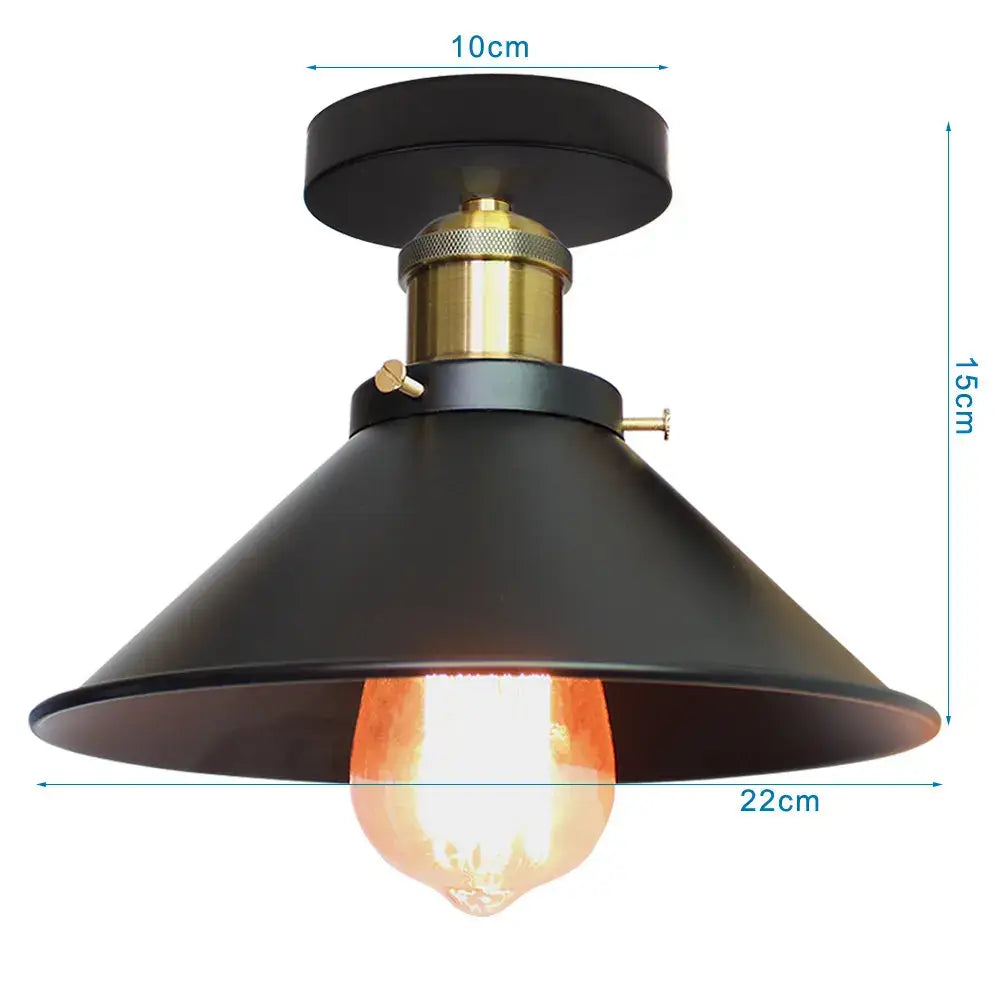 Vintage industrial flush mount light in black & bronze for kitchen