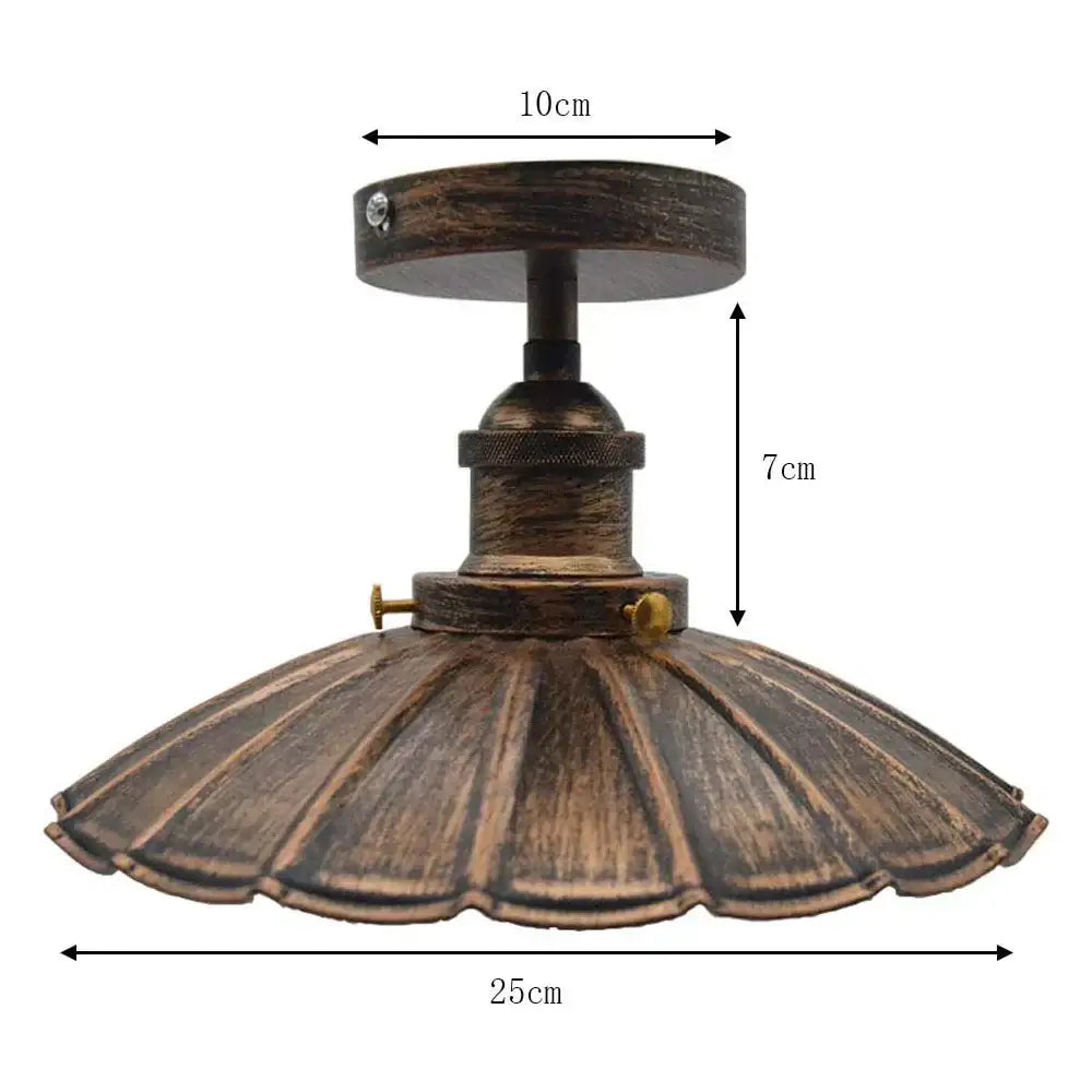 Vintage industrial flush mount light in black & bronze for kitchen