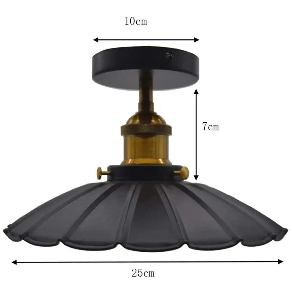 Vintage industrial flush mount light in black & bronze for kitchen