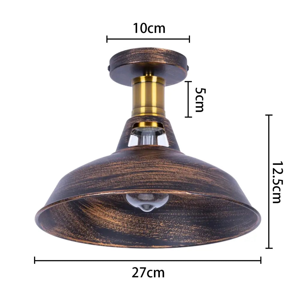 Vintage industrial flush mount light in black & bronze for kitchen