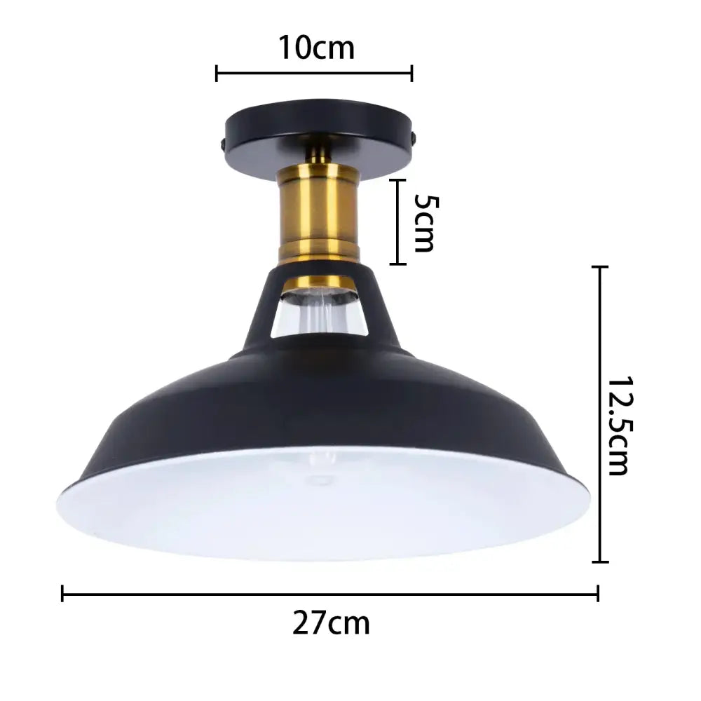 Vintage industrial flush mount light in black & bronze for kitchen