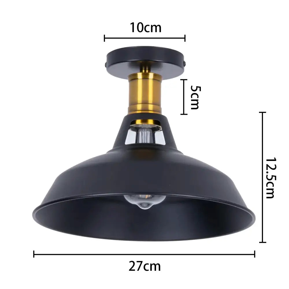 Vintage industrial flush mount light in black & bronze for kitchen