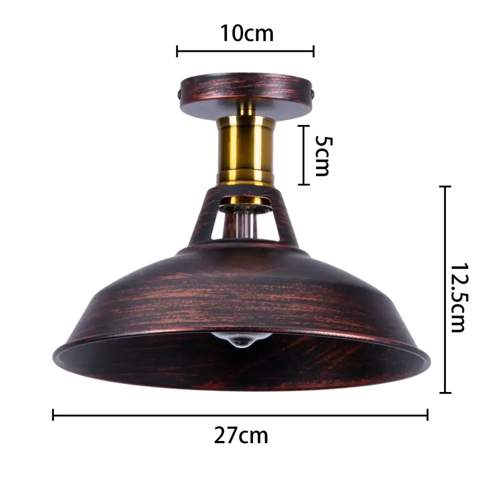 Vintage industrial flush mount light in black & bronze for kitchen
