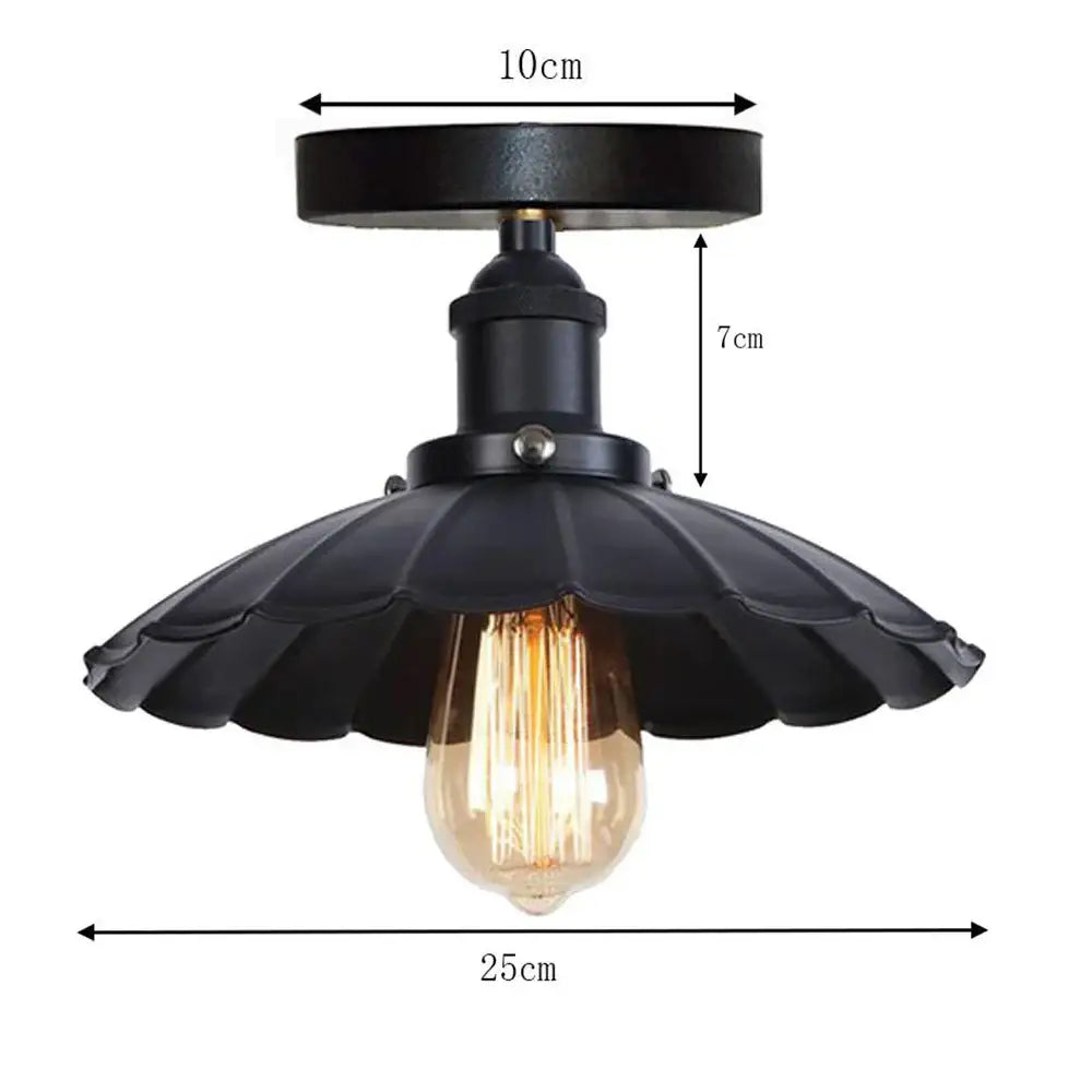 Vintage industrial flush mount light in black & bronze for kitchen