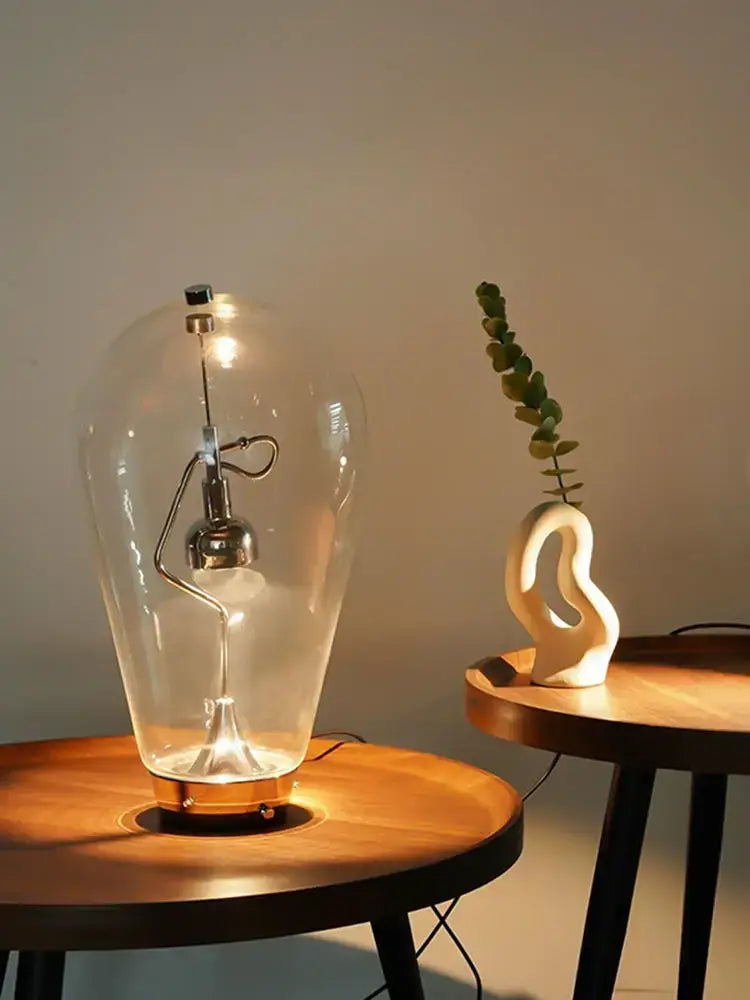 Vintage industrial glass desk lamp bedroom metallic filament light