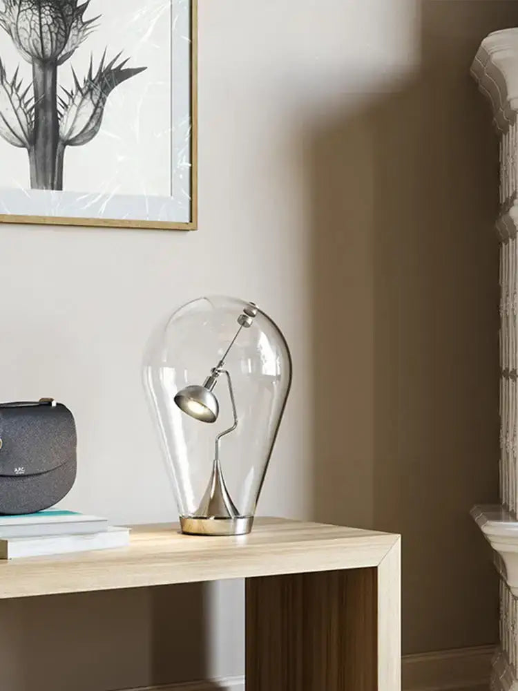 Vintage industrial glass desk lamp bedroom metallic filament light