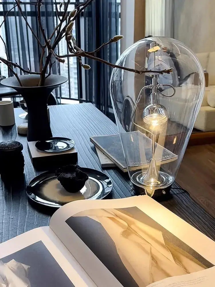 Vintage industrial glass desk lamp bedroom metallic filament light