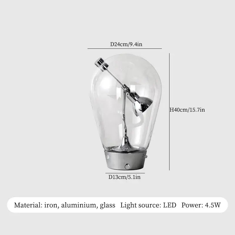 Vintage industrial glass desk lamp bedroom metallic filament light