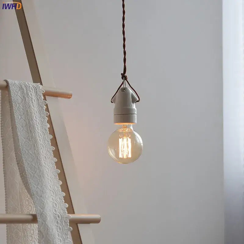 Vintage industrial matte white ceramic led pendant lamp kitchen light