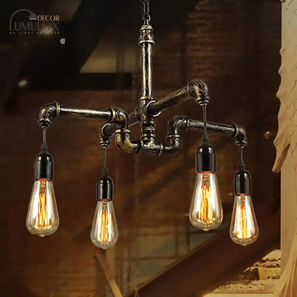 Vintage industrial metal and glass chandelier living room light