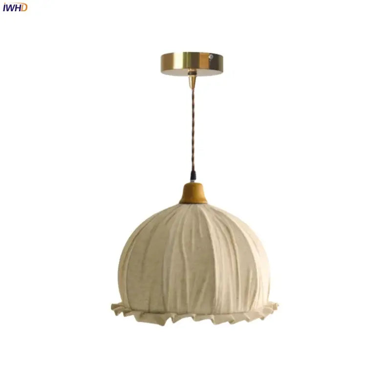 Vintage japanese beige cloth led pendant light for dining room
