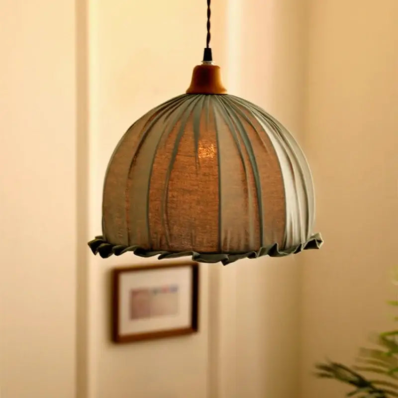 Vintage japanese beige cloth led pendant light for dining room