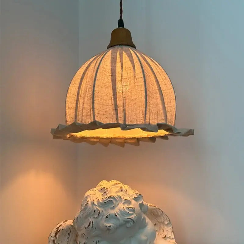 Vintage japanese beige cloth led pendant light for dining room