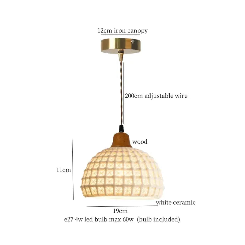Vintage japanese beige cloth led pendant light for dining room