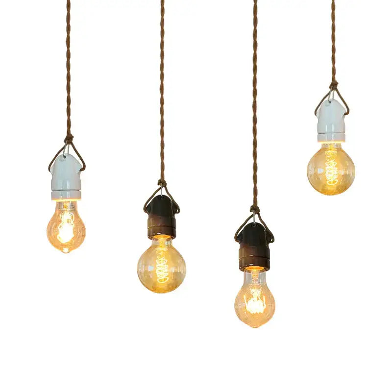 Vintage japanese ceramic led pendant light kitchen black & white