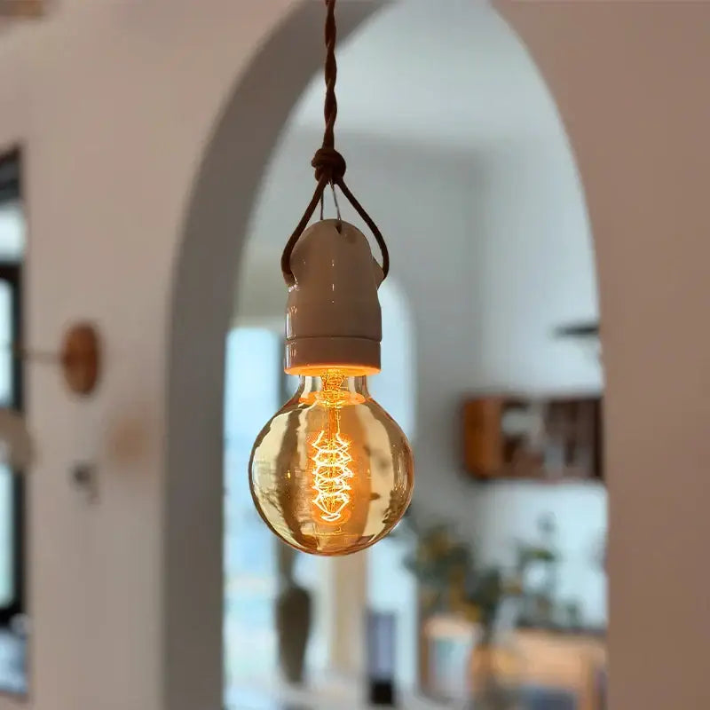 Vintage japanese ceramic led pendant light kitchen black & white