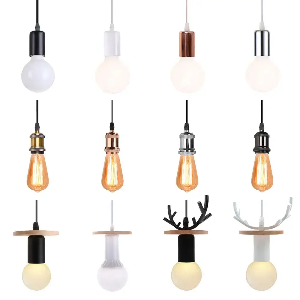 Vintage led wood ceiling pendant light dining room glass globe