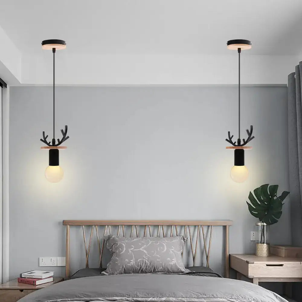 Vintage led wood ceiling pendant light dining room glass globe
